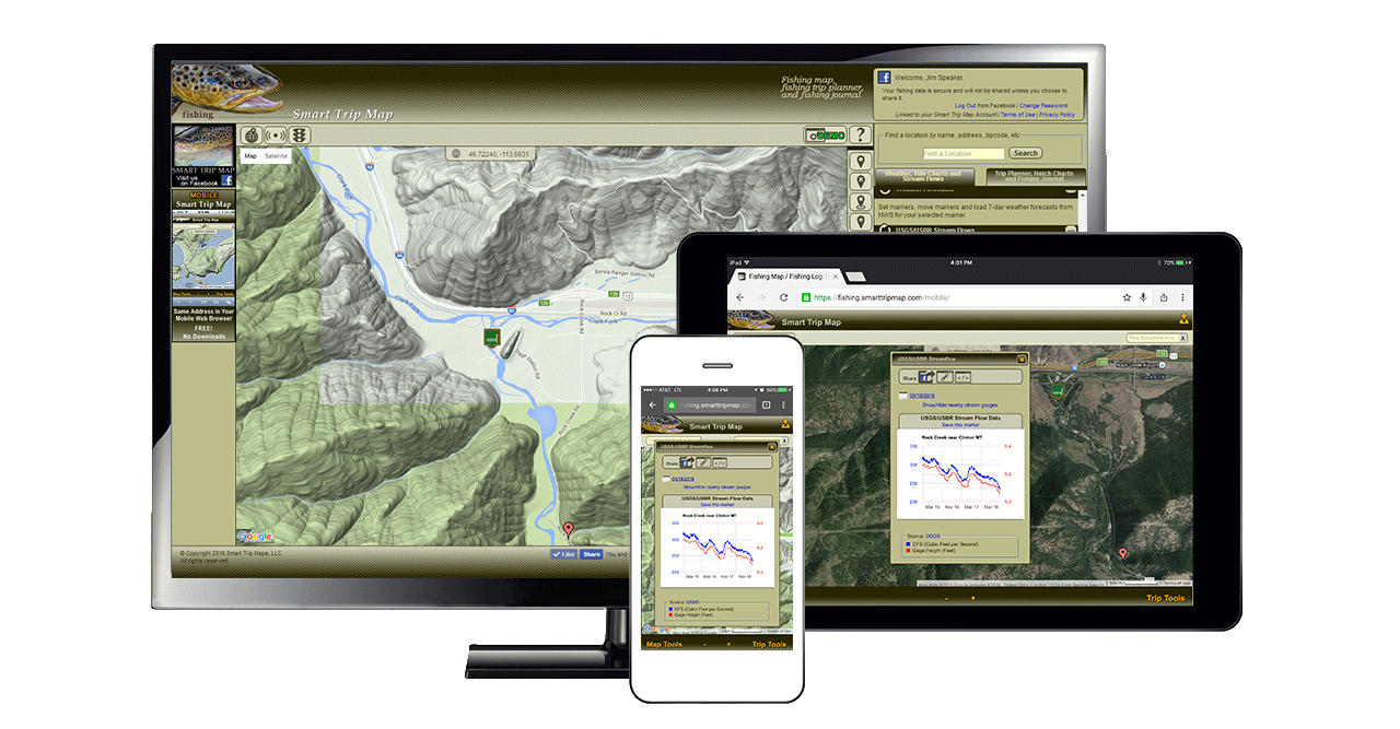 Smart Trip Map makes it easy to get USGS and USBR Streamflow Gages on any device.